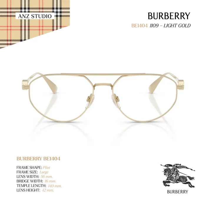 กรอบแว่นตา BURBERRY รุ่น BE1404 ทรง Rectangle กรอบโลหะดีไซน์เรียบหรู ของแท้ รับประกัน 2 ปี - Image 8