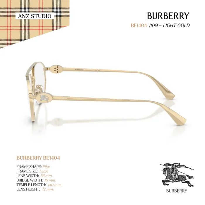 กรอบแว่นตา BURBERRY รุ่น BE1404 ทรง Rectangle กรอบโลหะดีไซน์เรียบหรู ของแท้ รับประกัน 2 ปี - Image 9