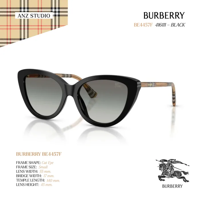 แว่นกันแดด BURBERRY รุ่น BE4457F ทรง Cat Eye ขาแว่นลาย Burberry Check ของแท้ รับประกัน 2 ปี - Image 2