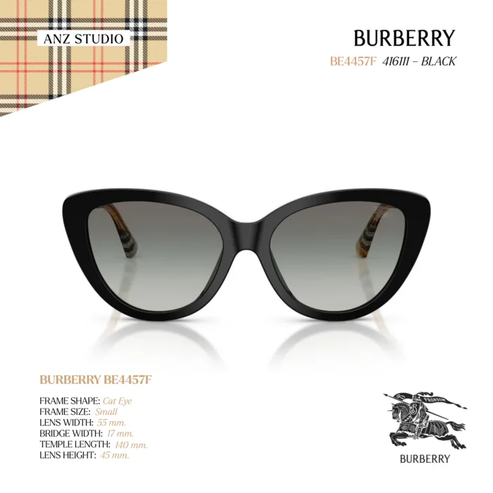 แว่นกันแดด BURBERRY รุ่น BE4457F ทรง Cat Eye ขาแว่นลาย Burberry Check ของแท้ รับประกัน 2 ปี - Image 3