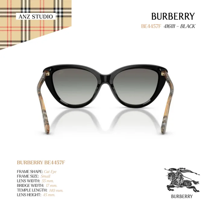 แว่นกันแดด BURBERRY รุ่น BE4457F ทรง Cat Eye ขาแว่นลาย Burberry Check ของแท้ รับประกัน 2 ปี - Image 5