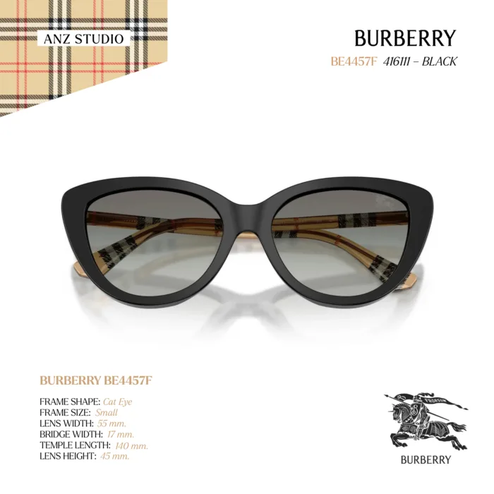 แว่นกันแดด BURBERRY รุ่น BE4457F ทรง Cat Eye ขาแว่นลาย Burberry Check ของแท้ รับประกัน 2 ปี - Image 6