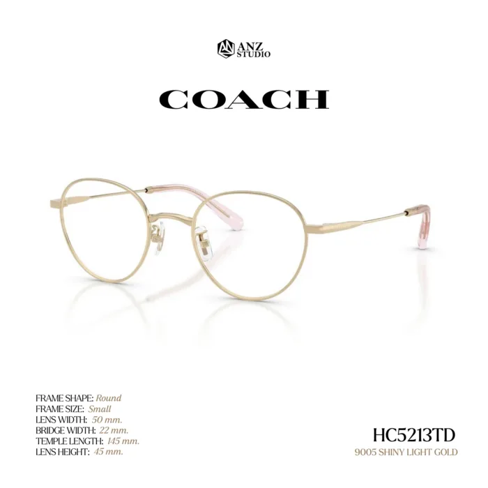 กรอบแว่นตา COACH รุ่น HC5213TD ทรง Round กรอบ Titanium ดีไซน์เรียบหรู น้ำหนักเบา รับประกัน 2 ปี - Image 2