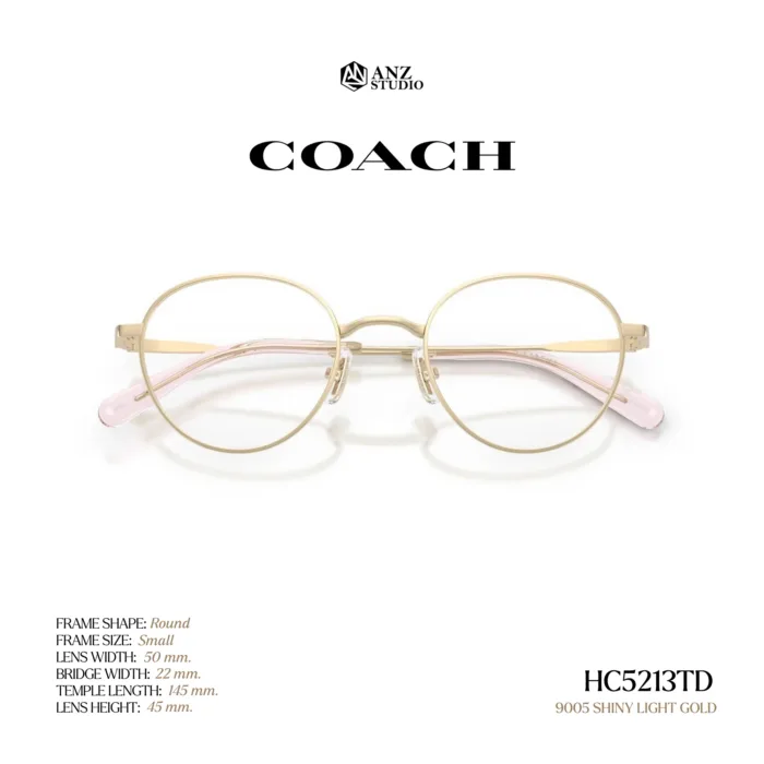 กรอบแว่นตา COACH รุ่น HC5213TD ทรง Round กรอบ Titanium ดีไซน์เรียบหรู น้ำหนักเบา รับประกัน 2 ปี - Image 5