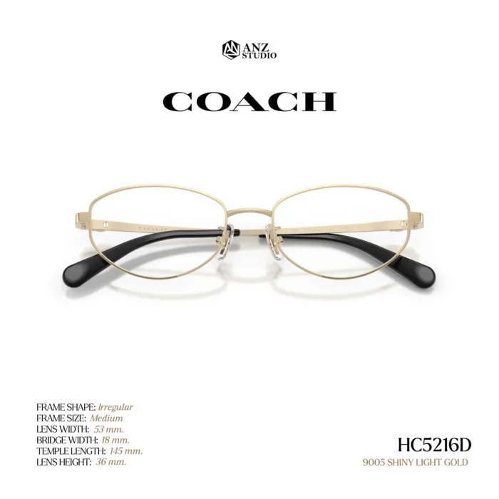 กรอบแว่นตา COACH รุ่น HC5216D ทรง Irregular กรอบโลหะดีไซน์เรียบหรู รับประกัน 2 ปี - Image 9