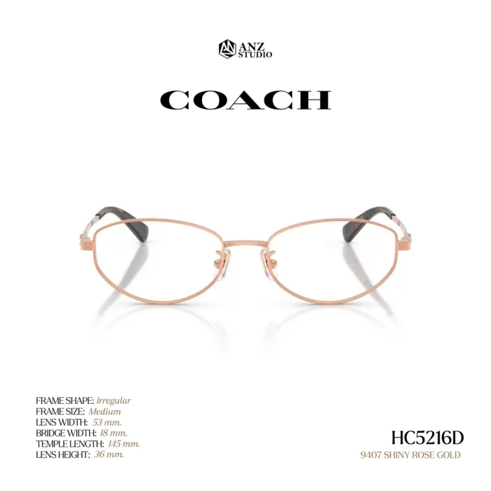 กรอบแว่นตา COACH รุ่น HC5216D ทรง Irregular กรอบโลหะดีไซน์เรียบหรู รับประกัน 2 ปี - Image 3