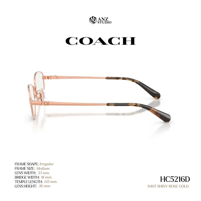 กรอบแว่นตา COACH รุ่น HC5216D ทรง Irregular กรอบโลหะดีไซน์เรียบหรู รับประกัน 2 ปี - Image 4