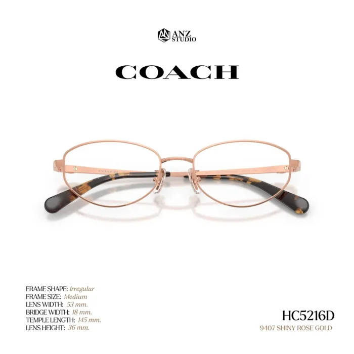 กรอบแว่นตา COACH รุ่น HC5216D ทรง Irregular กรอบโลหะดีไซน์เรียบหรู รับประกัน 2 ปี - Image 5