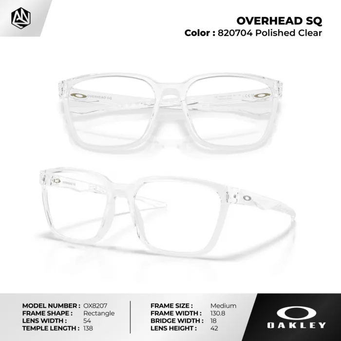 กรอบแว่นตา OAKLEY OVERHEAD SQ OX8207 ทรง Rectangle Full Frame ดีไซน์ Semi Metal/Plastic ของแท้รับประกัน 2 ปี - Image 3