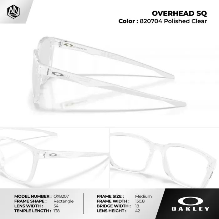 กรอบแว่นตา OAKLEY OVERHEAD SQ OX8207 ทรง Rectangle Full Frame ดีไซน์ Semi Metal/Plastic ของแท้รับประกัน 2 ปี - Image 4