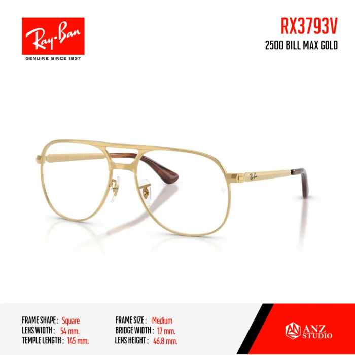 Ray-Ban Square RX3793V BILL MAX Size 54 กรอบแว่นตา Unisex ของแท้ รับประกัน 2 ปี - Image 4