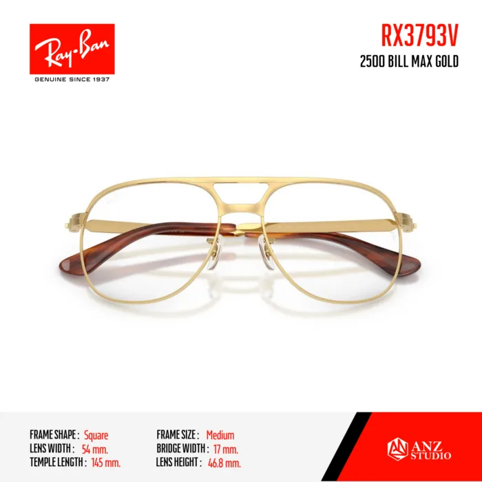 Ray-Ban Square RX3793V BILL MAX Size 54 กรอบแว่นตา Unisex ของแท้ รับประกัน 2 ปี - Image 6