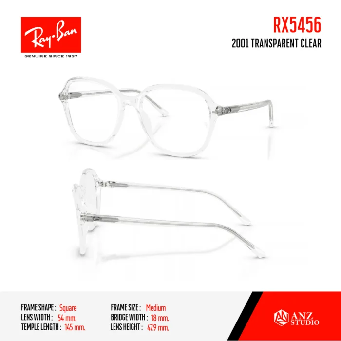 Ray-Ban RX5456 Eyeglasses Size 54 กรอบแว่นตาทรงโอเวอร์ไซส์ ดีไซน์คมชัด ทันสมัย - Image 6