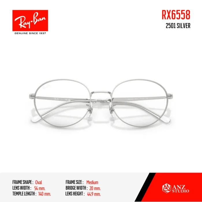 Ray-Ban RX6558 Size 54  กรอบแว่นตาทรง Oval ดีไซน์เรียบหรู น้ำหนักเบา ใส่ได้ทั้งผู้ชายและผู้หญิง - Image 6