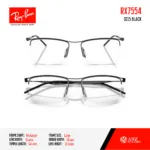 Ray-Ban Rectangle RX7554 Size 55 กรอบแว่นตา Unisex แบบครึ่งกรอบ ของแท้รับประกัน 2 ปี - Image 3