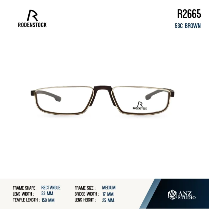 Rodenstock R2665 กรอบแว่นสายตา Rodenstock ของแท้ ทรง Rectangle กรอบ Acetate / Metal น้ำหนักเบา รับประกัน 1 ปี - Image 2