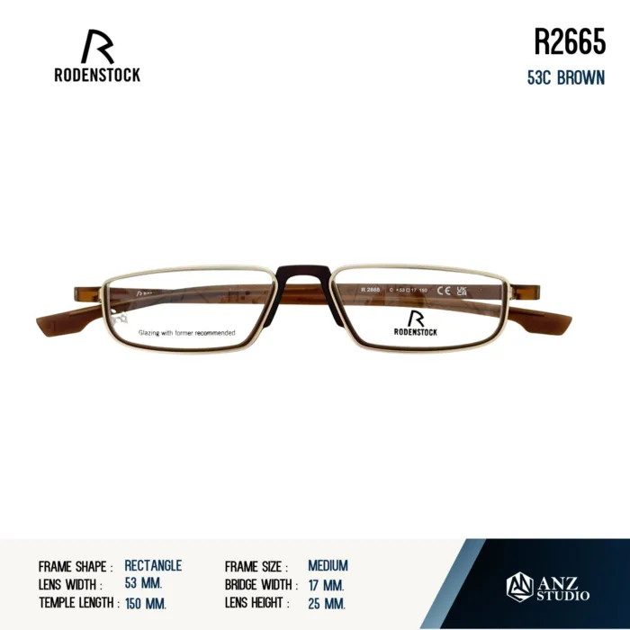 Rodenstock R2665 กรอบแว่นสายตา Rodenstock ของแท้ ทรง Rectangle กรอบ Acetate / Metal น้ำหนักเบา รับประกัน 1 ปี - Image 5