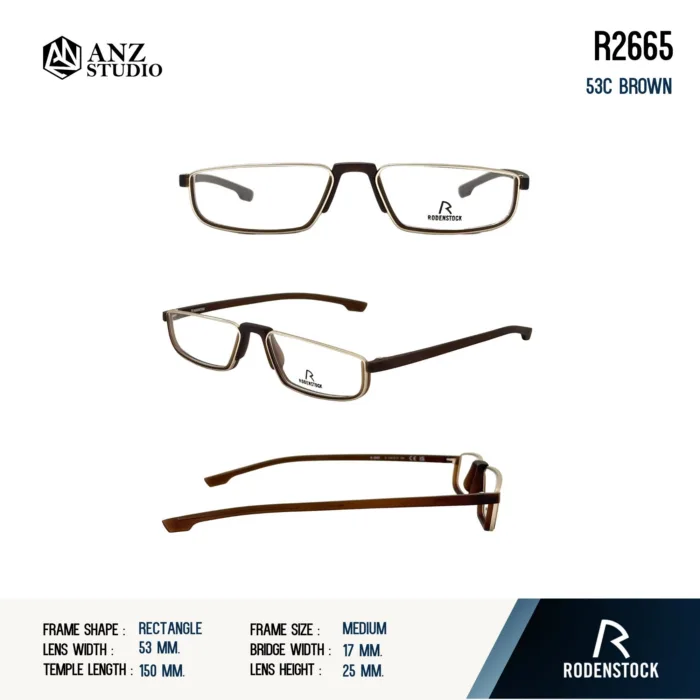 Rodenstock R2665 กรอบแว่นสายตา Rodenstock ของแท้ ทรง Rectangle กรอบ Acetate / Metal น้ำหนักเบา รับประกัน 1 ปี - Image 6
