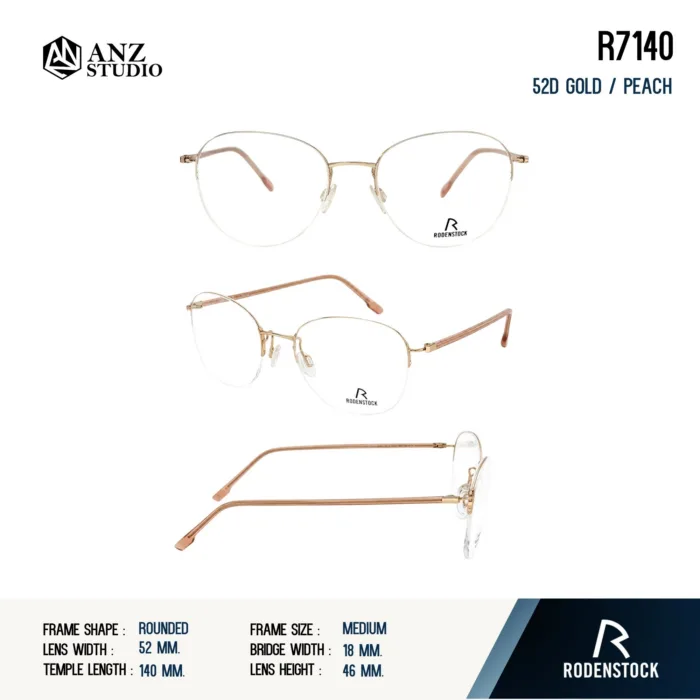 Rodenstock R7140 กรอบแว่นสายตา Rodenstock ของแท้ ทรง Rounded กรอบ Titanium น้ำหนักเบา รับประกัน 1 ปี - Image 6