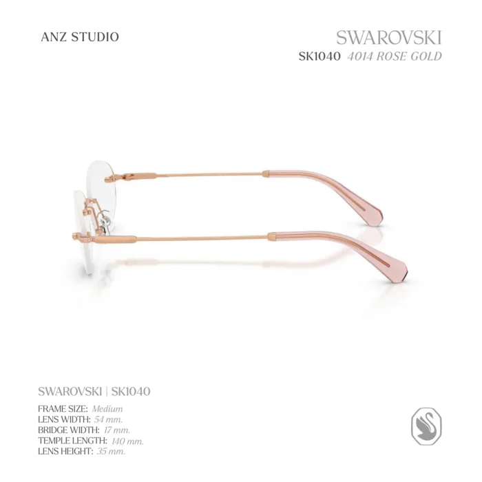 กรอบแว่นตา SWAROVSKI รุ่น SK1040 ทรง Oval ไร้ขอบ ประดับคริสตัล Strass บริเวณขาแว่น ของแท้ รับประกัน 2 ปี - Image 11