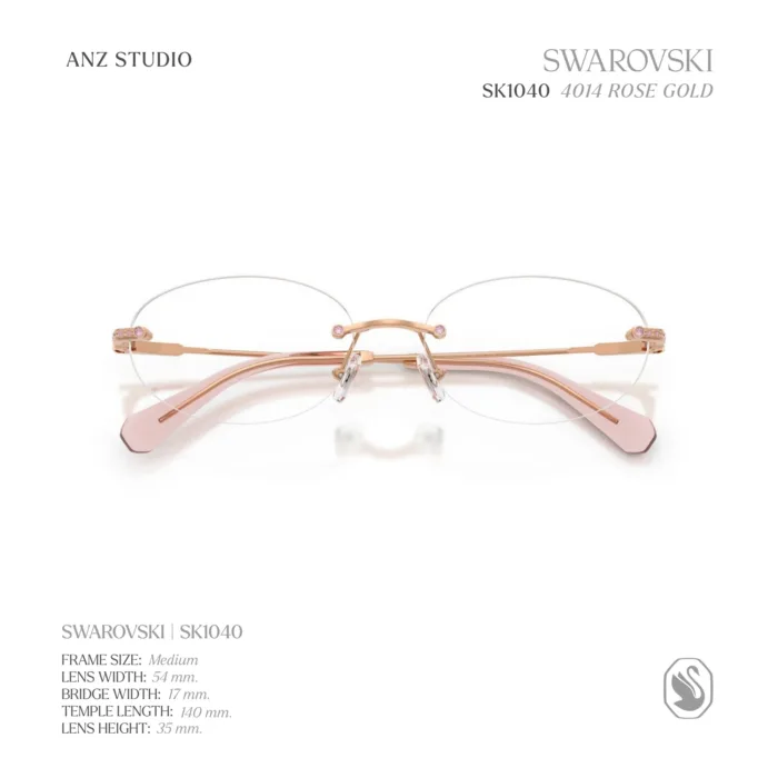 กรอบแว่นตา SWAROVSKI รุ่น SK1040 ทรง Oval ไร้ขอบ ประดับคริสตัล Strass บริเวณขาแว่น ของแท้ รับประกัน 2 ปี - Image 12