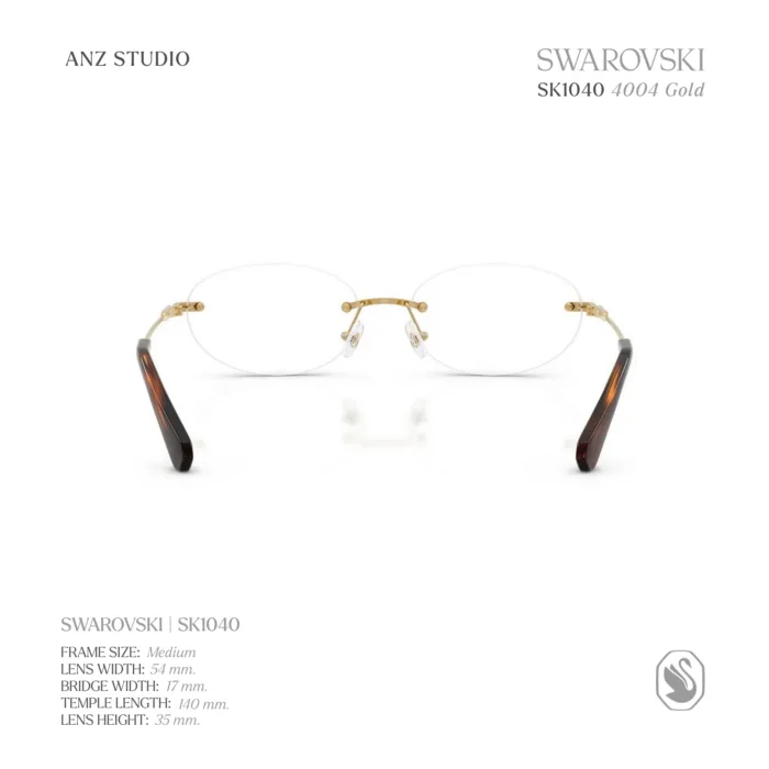 กรอบแว่นตา SWAROVSKI รุ่น SK1040 ทรง Oval ไร้ขอบ ประดับคริสตัล Strass บริเวณขาแว่น ของแท้ รับประกัน 2 ปี - Image 5