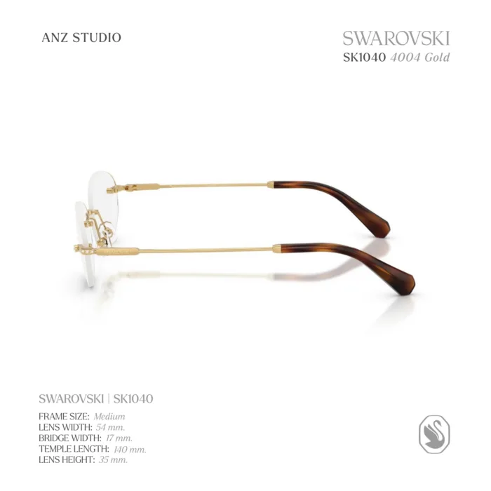 กรอบแว่นตา SWAROVSKI รุ่น SK1040 ทรง Oval ไร้ขอบ ประดับคริสตัล Strass บริเวณขาแว่น ของแท้ รับประกัน 2 ปี - Image 6