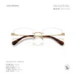 กรอบแว่นตา SWAROVSKI รุ่น SK1040 ทรง Oval ไร้ขอบ ประดับคริสตัล Strass บริเวณขาแว่น ของแท้ รับประกัน 2 ปี - Image 7