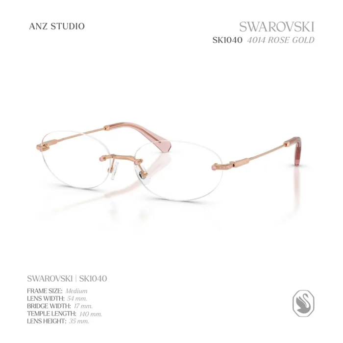กรอบแว่นตา SWAROVSKI รุ่น SK1040 ทรง Oval ไร้ขอบ ประดับคริสตัล Strass บริเวณขาแว่น ของแท้ รับประกัน 2 ปี - Image 8