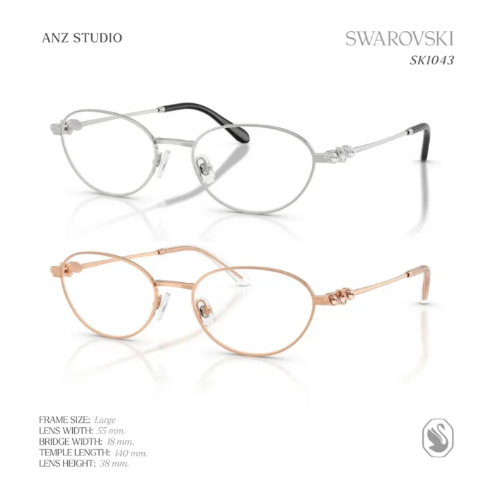 กรอบแว่นตา SWAROVSKI รุ่น SK1043 ทรง Oval กรอบโลหะ ประดับคริสตัล Strass ของแท้ รับประกัน 2 ปี - Image 2