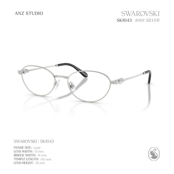 กรอบแว่นตา SWAROVSKI รุ่น SK1043 ทรง Oval กรอบโลหะ ประดับคริสตัล Strass ของแท้ รับประกัน 2 ปี - Image 3