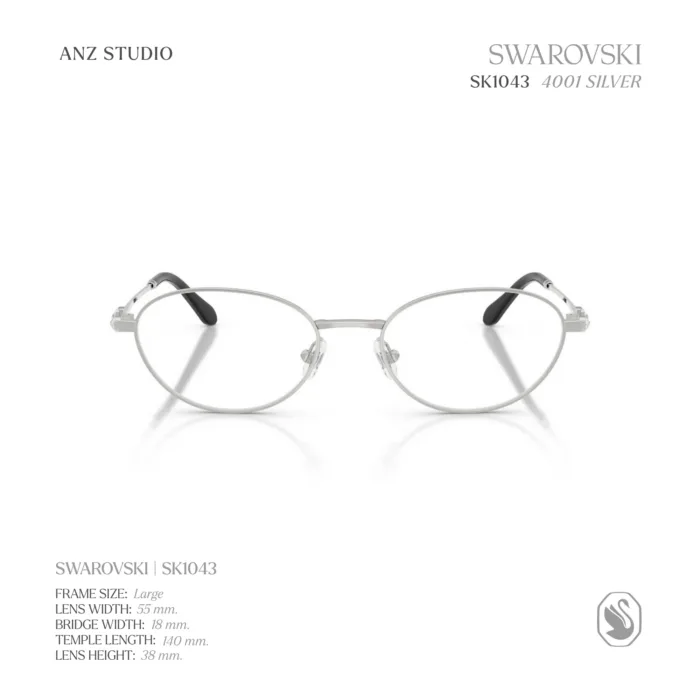 กรอบแว่นตา SWAROVSKI รุ่น SK1043 ทรง Oval กรอบโลหะ ประดับคริสตัล Strass ของแท้ รับประกัน 2 ปี - Image 4