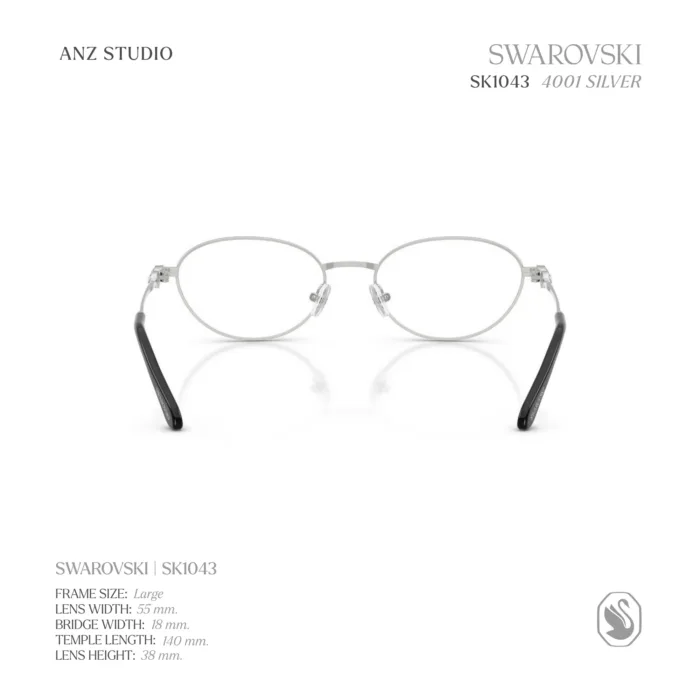 กรอบแว่นตา SWAROVSKI รุ่น SK1043 ทรง Oval กรอบโลหะ ประดับคริสตัล Strass ของแท้ รับประกัน 2 ปี - Image 5