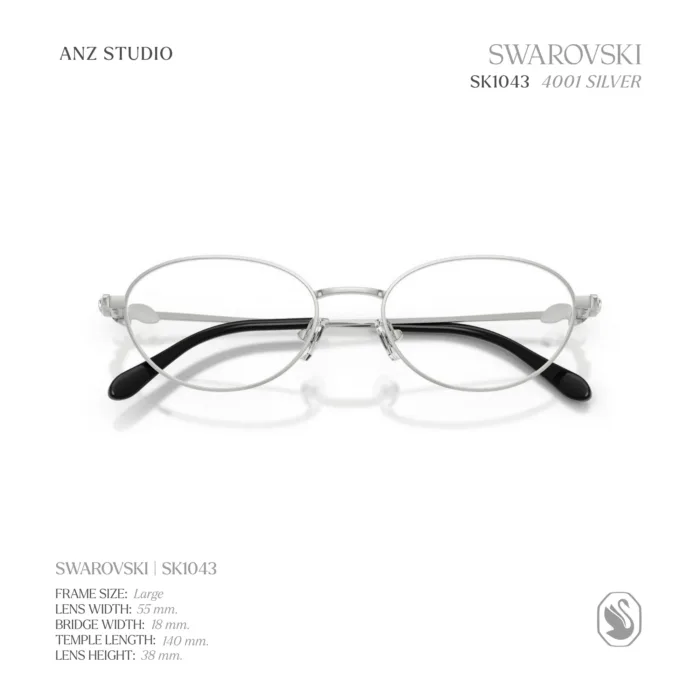 กรอบแว่นตา SWAROVSKI รุ่น SK1043 ทรง Oval กรอบโลหะ ประดับคริสตัล Strass ของแท้ รับประกัน 2 ปี - Image 7