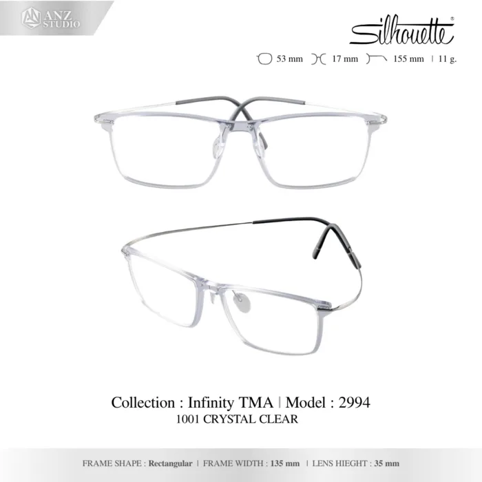 Silhouette Infinity TMA 2994 กรอบแว่นสายตา Silhouette ของแท้ ทรง Rectangle กรอบ Titanium น้ำหนักเบา รับประกัน 1 ปี - Image 2