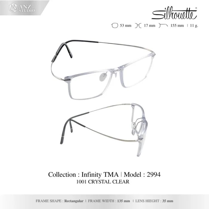 Silhouette Infinity TMA 2994 กรอบแว่นสายตา Silhouette ของแท้ ทรง Rectangle กรอบ Titanium น้ำหนักเบา รับประกัน 1 ปี - Image 3