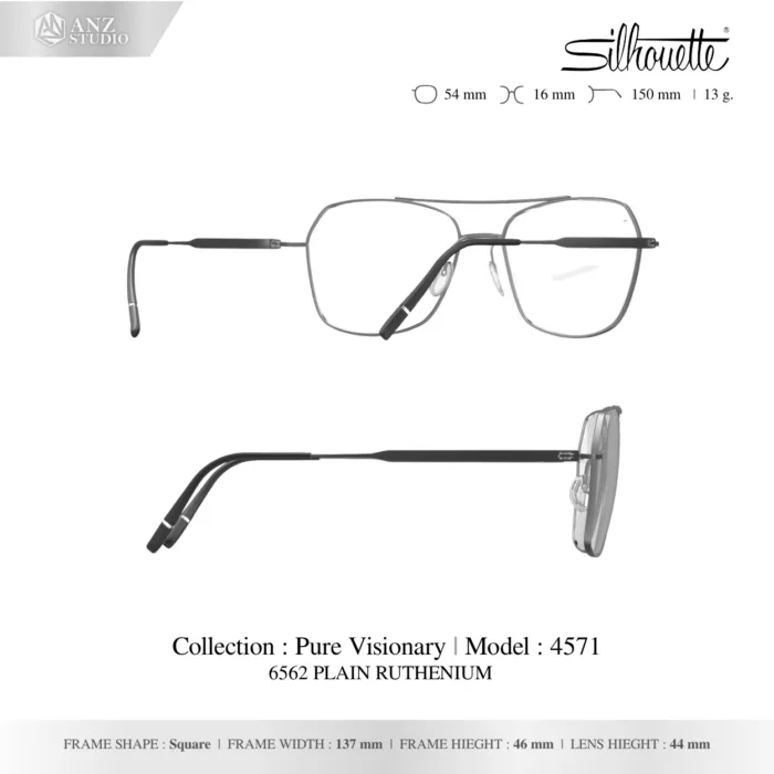 Silhouette Pure Visionary 4571 กรอบแว่นสายตา Silhouette ของแท้ ทรง Square กรอบ Titanium น้ำหนักเบา รับประกัน 1 ปี - Image 6