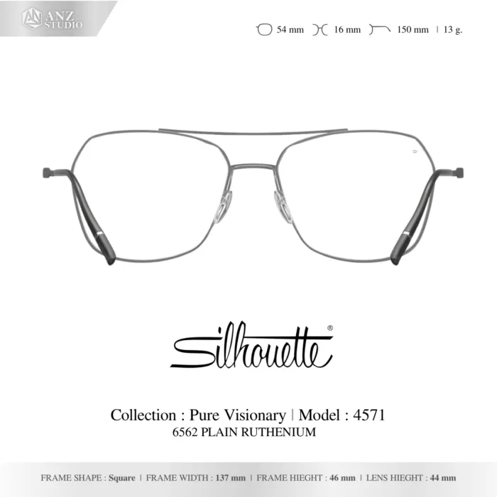 Silhouette Pure Visionary 4571 กรอบแว่นสายตา Silhouette ของแท้ ทรง Square กรอบ Titanium น้ำหนักเบา รับประกัน 1 ปี - Image 7
