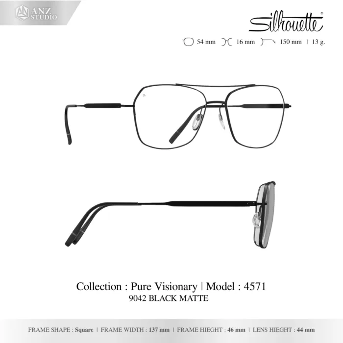 Silhouette Pure Visionary 4571 กรอบแว่นสายตา Silhouette ของแท้ ทรง Square กรอบ Titanium น้ำหนักเบา รับประกัน 1 ปี - Image 3