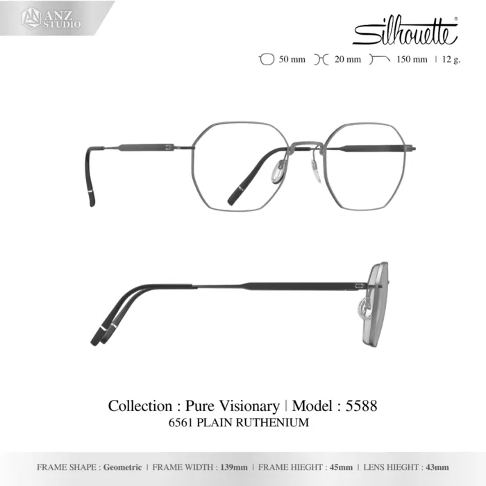 Silhouette Pure Visionary 5588 กรอบแว่นสายตา Silhouette ของแท้ ทรง Geometric กรอบ Titanium น้ำหนักเบา รับประกัน 1 ปี - Image 6