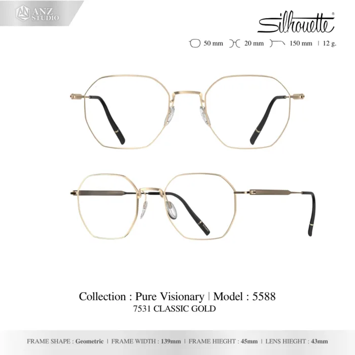 Silhouette Pure Visionary 5588 กรอบแว่นสายตา Silhouette ของแท้ ทรง Geometric กรอบ Titanium น้ำหนักเบา รับประกัน 1 ปี - Image 5
