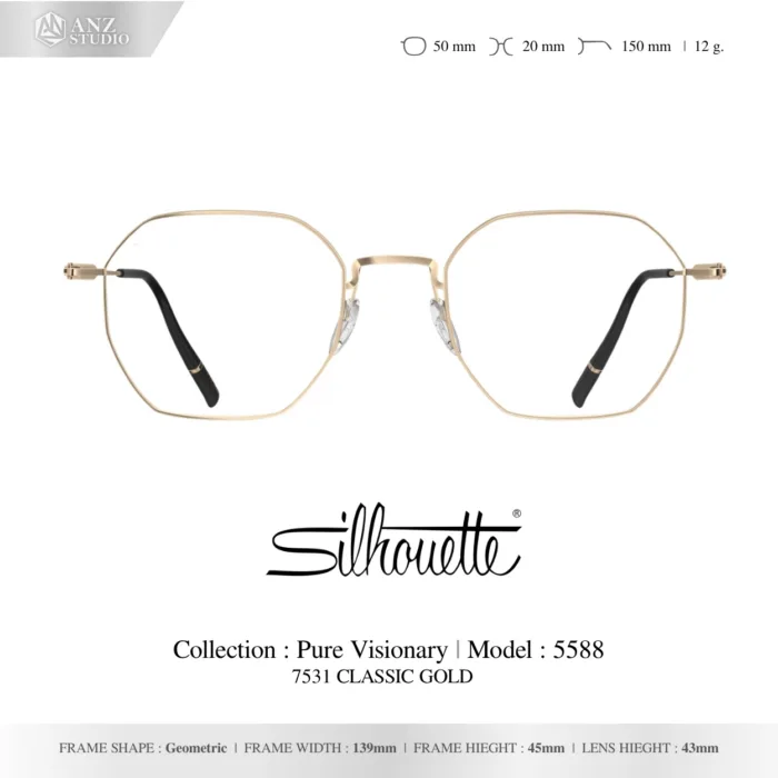 Silhouette Pure Visionary 5588 กรอบแว่นสายตา Silhouette ของแท้ ทรง Geometric กรอบ Titanium น้ำหนักเบา รับประกัน 1 ปี - Image 4