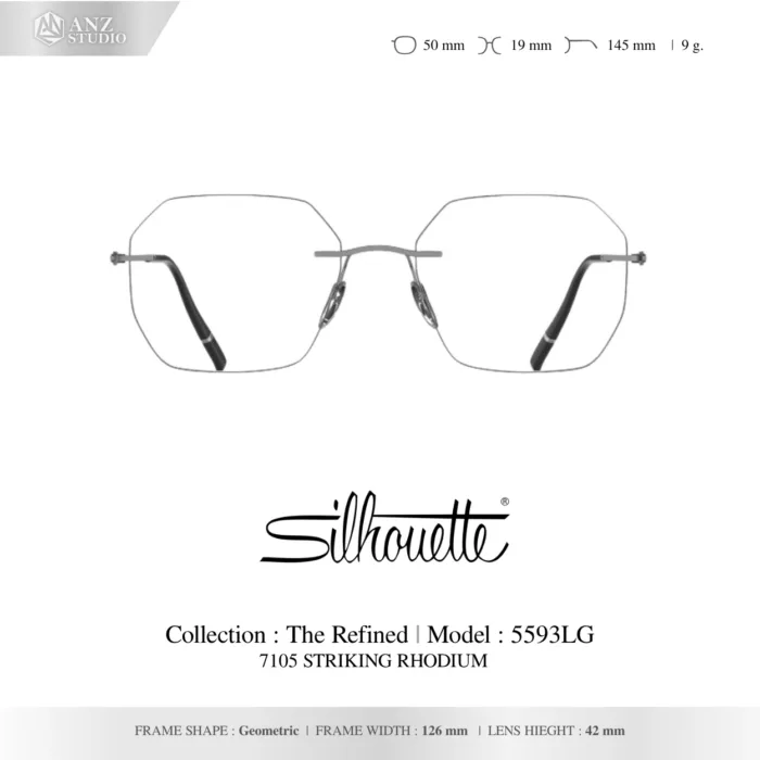 Silhouette The Refined 5593 กรอบแว่นสายตา Silhouette ของแท้ ทรง Geometric กรอบ Titanium ไร้ขอบ น้ำหนักเบา รับประกัน 1 ปี - Image 4