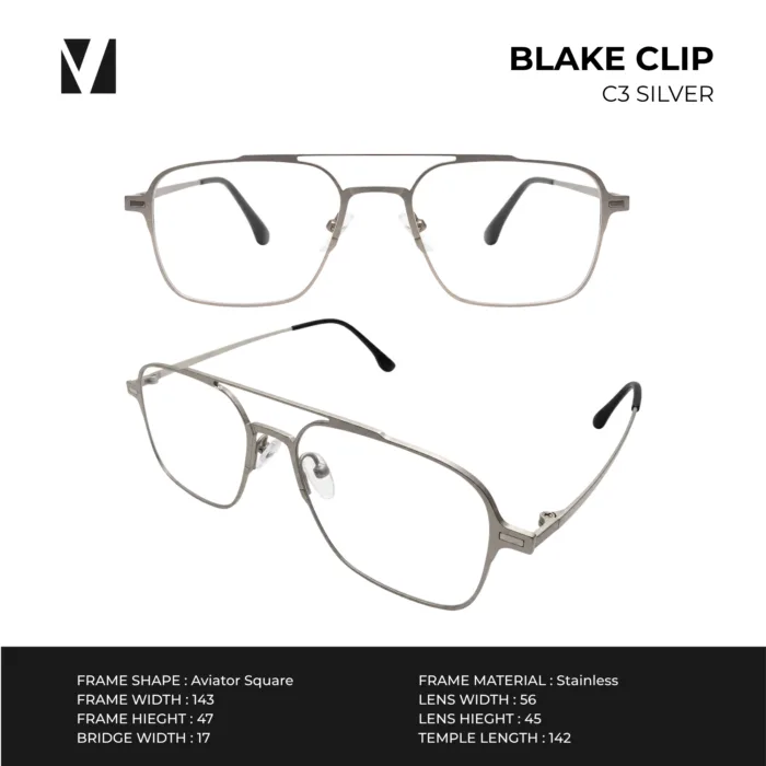 vanta. Blake Clip แว่นกรองแสงพร้อม Clip-on แม่เหล็ก เลนส์ Polarized 2 สี ทรง Aviator  ตัดเลนส์สายตาได้ - Image 3