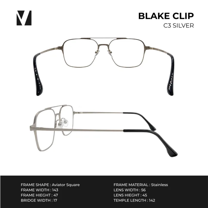 vanta. Blake Clip แว่นกรองแสงพร้อม Clip-on แม่เหล็ก เลนส์ Polarized 2 สี ทรง Aviator  ตัดเลนส์สายตาได้ - Image 4