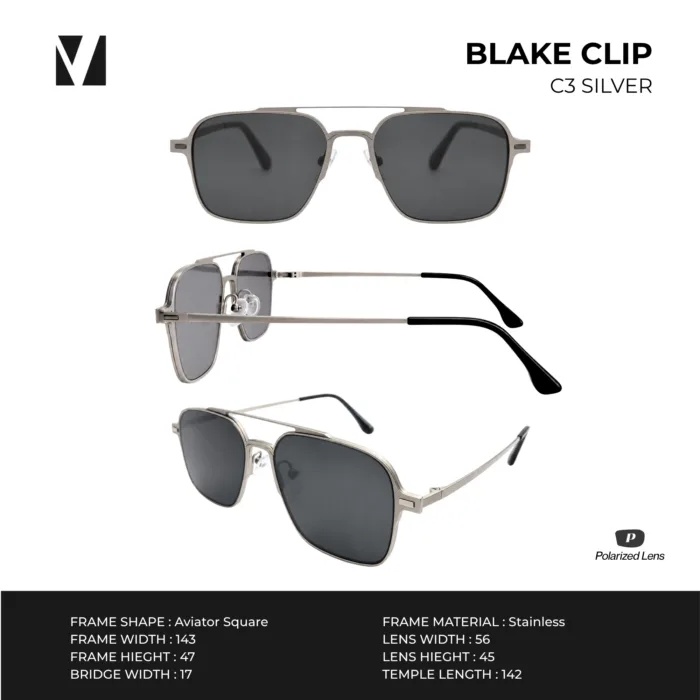 vanta. Blake Clip แว่นกรองแสงพร้อม Clip-on แม่เหล็ก เลนส์ Polarized 2 สี ทรง Aviator  ตัดเลนส์สายตาได้ - Image 5