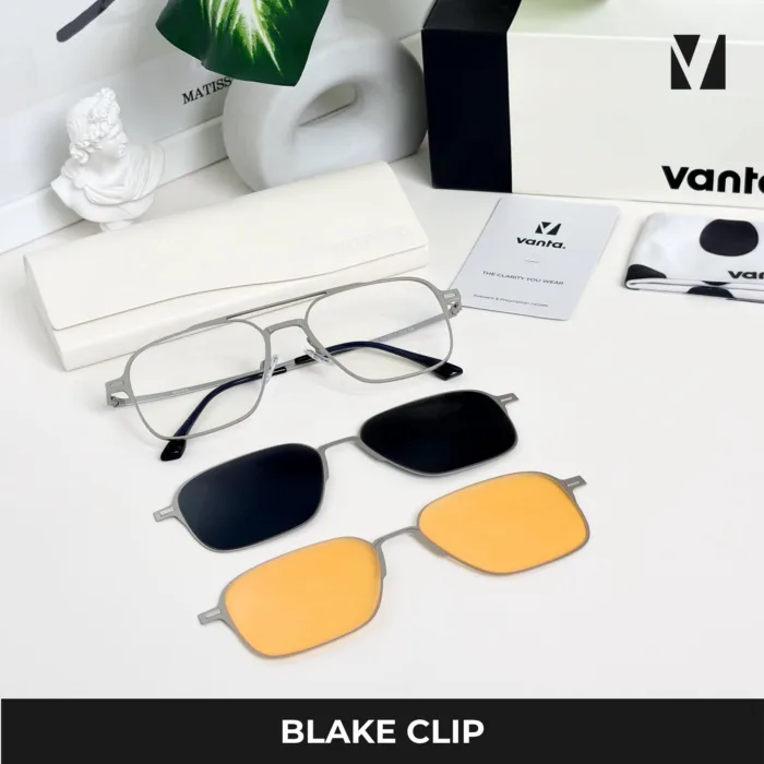 vanta. Blake Clip แว่นกรองแสงพร้อม Clip-on แม่เหล็ก เลนส์ Polarized 2 สี ทรง Aviator  ตัดเลนส์สายตาได้ - Image 7
