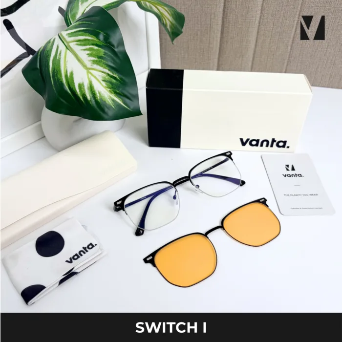 vanta. SWITCH I แว่นกรองแสงพร้อม Clip-on แม่เหล็ก เลนส์ Polarized ทรง Browline  ตัดเลนส์สายตาได้ - Image 8