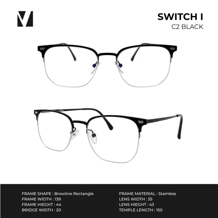 vanta. SWITCH I แว่นกรองแสงพร้อม Clip-on แม่เหล็ก เลนส์ Polarized ทรง Browline  ตัดเลนส์สายตาได้ - Image 3