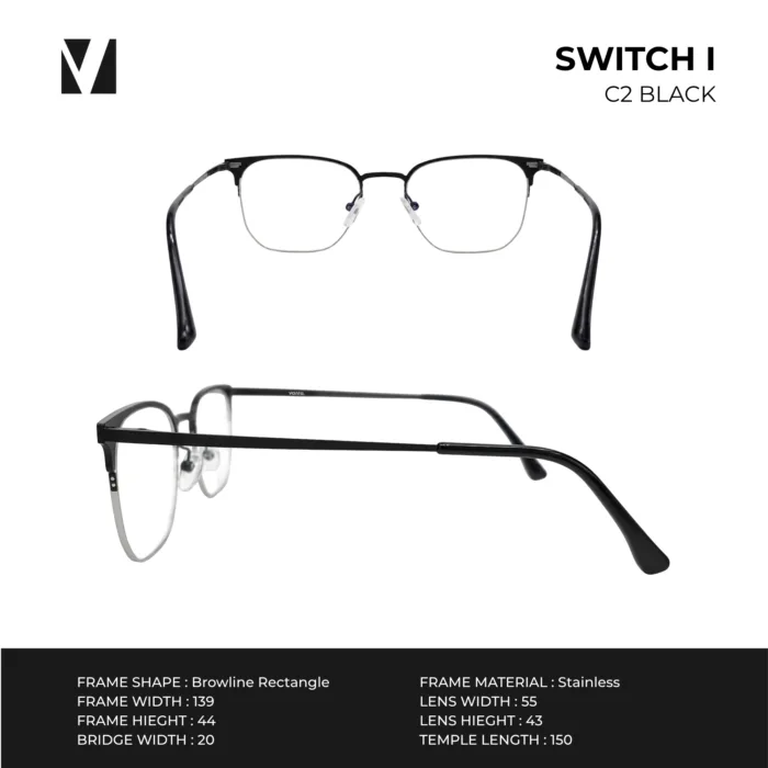 vanta. SWITCH I แว่นกรองแสงพร้อม Clip-on แม่เหล็ก เลนส์ Polarized ทรง Browline  ตัดเลนส์สายตาได้ - Image 4